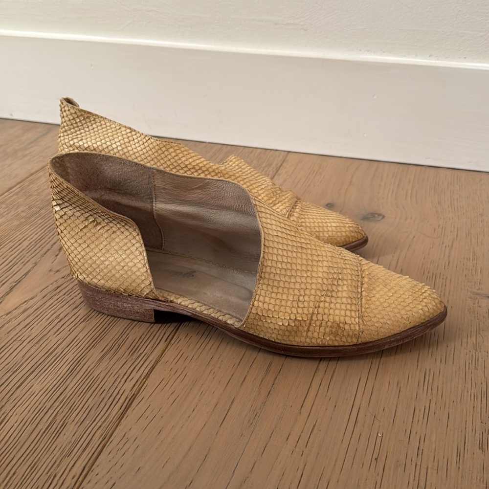 Free People Royale Snake Skin Leather D'Orsay Pointed Toe Booties